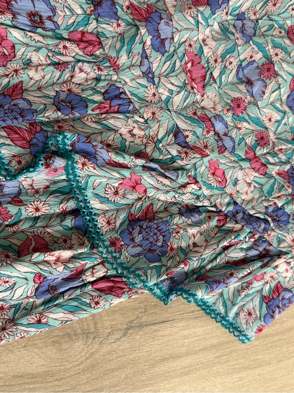 Poupette St Barth Ambra Bandeau Aqua Petunia Floral Cover Up Pool Dress NWT M - Picture 6 of 12